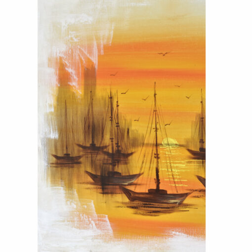 Mid-Century modern orange nautical painting