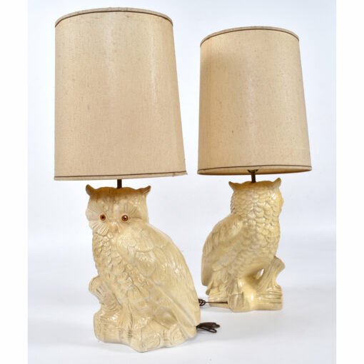 Mid-Century modern white owl lamps