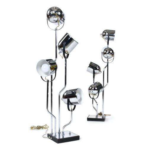 Pair of vintage 1970s Post-Modern Goffredo Reggiani chrome spotlight lamps