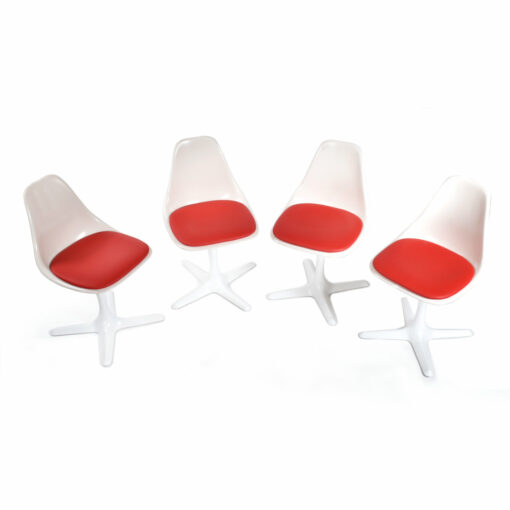 White and red vintage space age Burke chairs