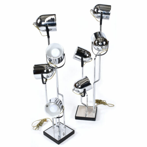 Pair Goffredo Reggiani chrome spotlight lamps vintage 1970s