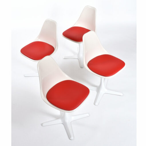 Group of restored Burke white and red tulip chairs