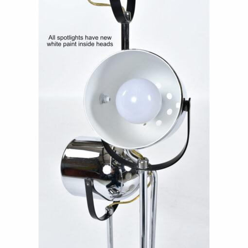 New white paint inside heads of Artistic design Goffredo Reggiani chrome spotlight lamp