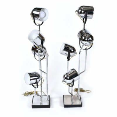 Pair vintage chrome spotlight lamps