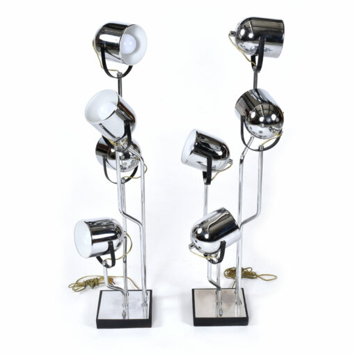 Pair vintage chrome spotlight lamps