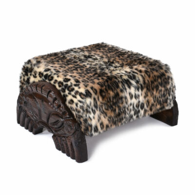 Witco faux leopard fur tiki crab footstool