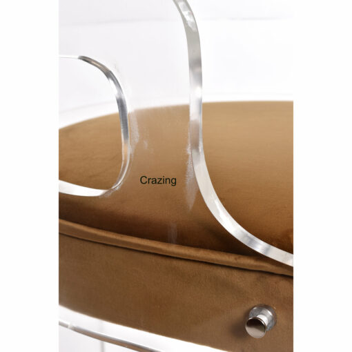 Crazing on side of vintage Lucite bar stool
