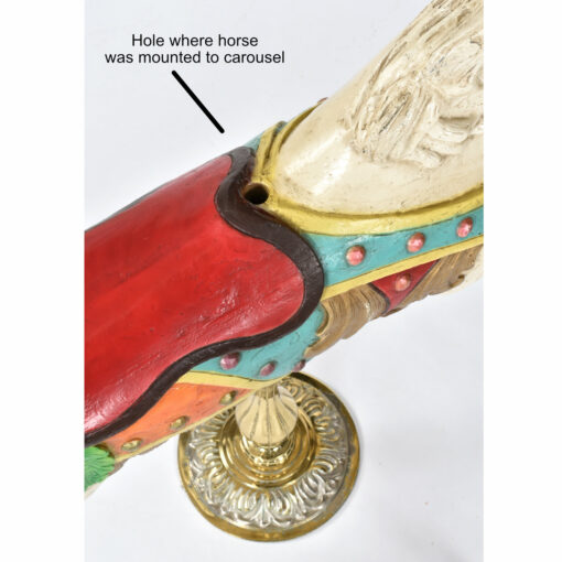 Entry point where carousel support pole would have entered the horse