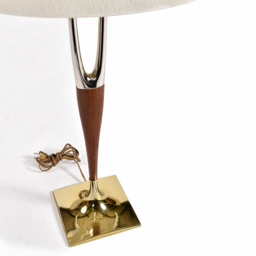 Brass gold metal base and chrome gold tinted neck on Gerald Thurston lamp