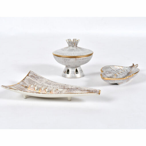 Royal Haeger Gold Tweed ashtrays and candy dish