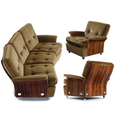 Vintage 1970s G-Plan rosewood sofa and armchairs