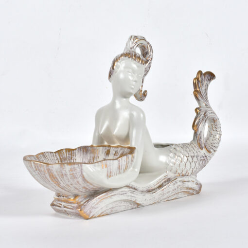 Royal Haeger Gold Tweed 23 inch long mermaid planter