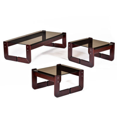 Percival Lafer rosewood and smoked glass living room tables