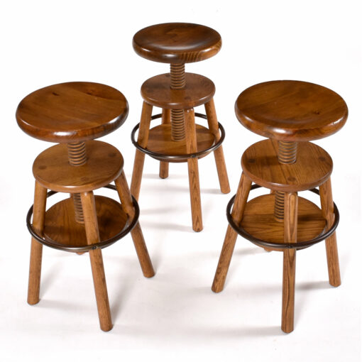 solid oak vintage rustic corkscrew barstools