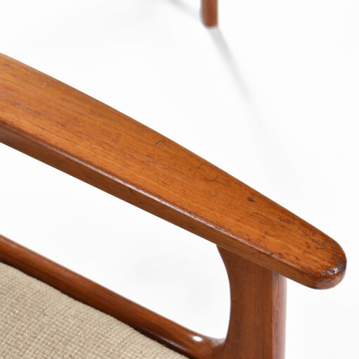 Teak wood arms on Danish dining chairs