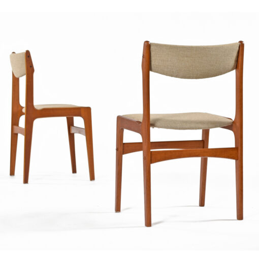 Pair Danish teak dining chairs with beige upholstery