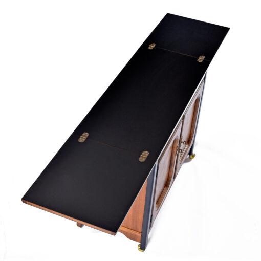 Pecan wood and black expanding Thomasville server bar cart