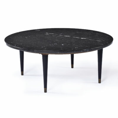 Round Italian black marble coffee table