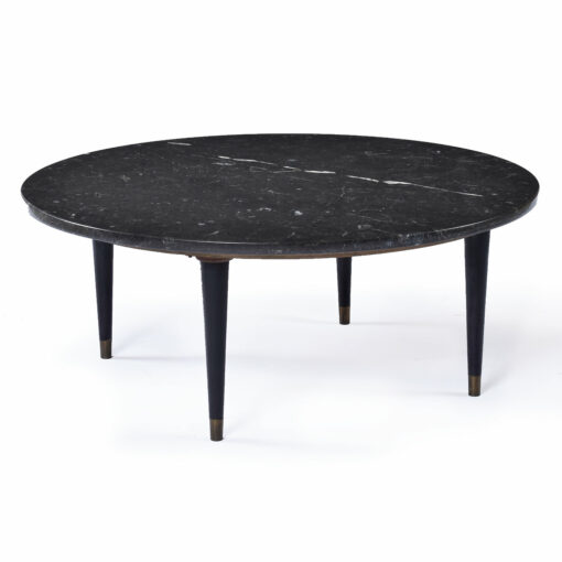 Round Italian black marble coffee table