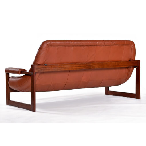 Back view of Brazilian Modern rosewood and Leather sofa by Percival Lafer