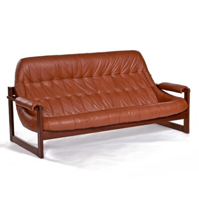 Percival Lafer Earth sofa in leather and rosewood