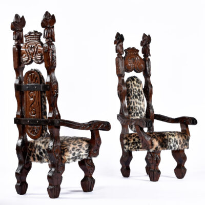 Pair of Witco Conquistador tiki throne chair with arms