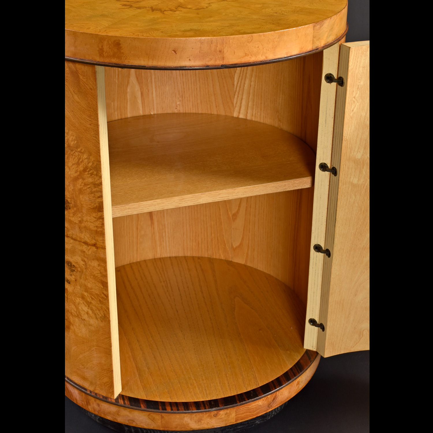 Pair of Henredon Scene Two Burl Olive Rosewood & Oak Side Table Cabinets