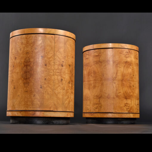 Burl wood vintage Henredon round side tables