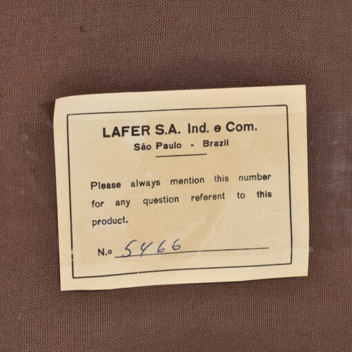 Lafer SA company label on Percival Lafer love seat sofa