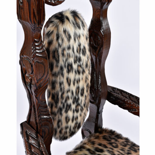 New faux leopard fur upholstery on Witco conquistador arm chairs