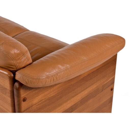 Danish Mikael Laursen sofa leather upholstery and solid teak wood