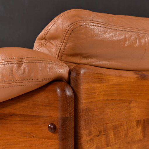 Mikael Laursen Danish teak sofa original cognac leather upholstery