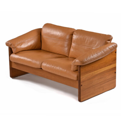Mikael Laursen Danish teak love seat with solid teak panels