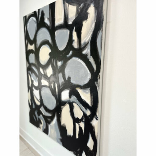 William Haffner black white and gray large scale Orbs abstract painting
