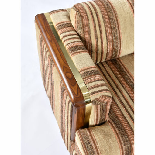 oak and gold trim Post-Modern tuxedo armchair