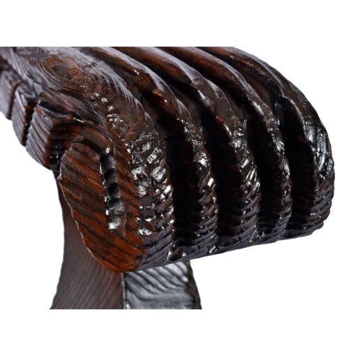 carved embellishment on the arms of Witco tiki throne chairs