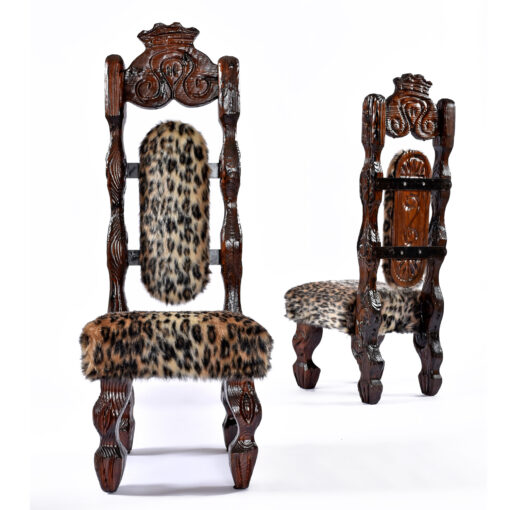 Faux leopard Witco tiki thrown chairs