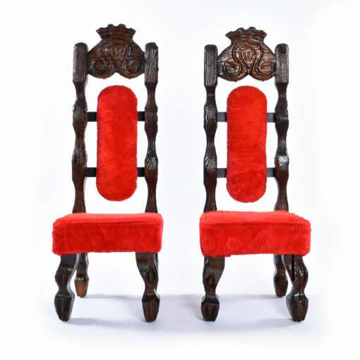 Pair of Witco red velvet dining chairs