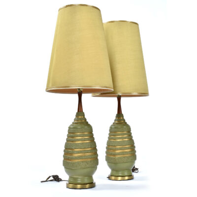 avacado green gold plasto lamps original shades