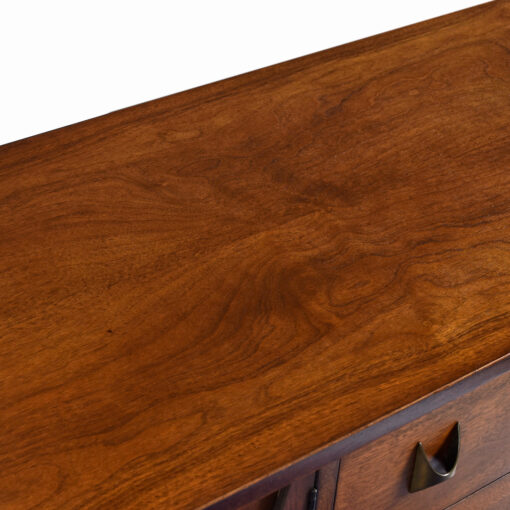 Refinished walnut wood top surface on Broyhill Brasilia credenza
