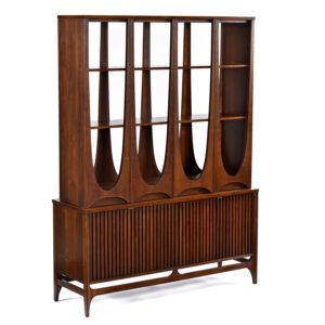 Restored Mid-Century Modern Broyhill Brasilia Walnut Room Divider Bookcase