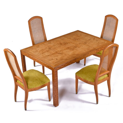 Henredon burl wood dining table square to rectangle expanding