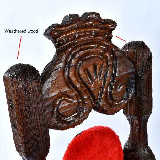 Repaired weathered wood on Witco tiki chairs