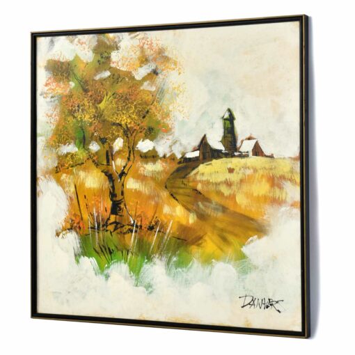 Rural country homestead Mid-Century Modern painting