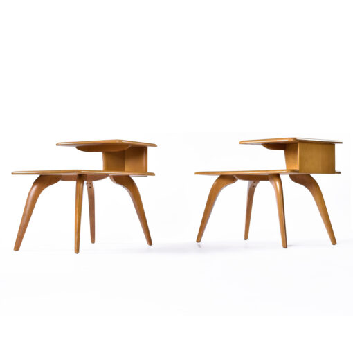 Beautifully restored Mid-Century Modern Heywood Wakefield step table in wheat finish