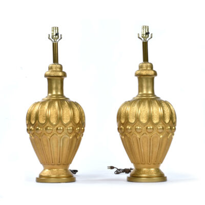 Gold mid century modern ceramic lamps