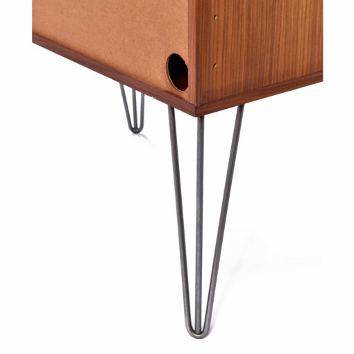 New hairpin legs and egress whole on Mid-Century Modern record cabinets