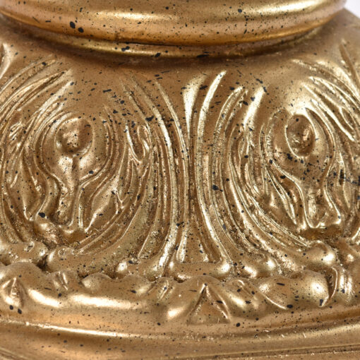 Botanical etching on the base of gold colored metal vintage coffee table