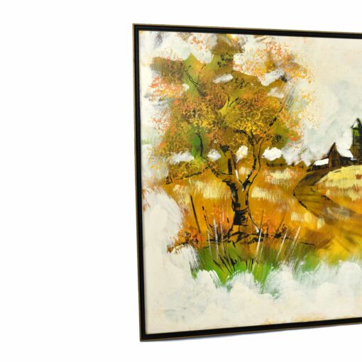 Mid-Century Modern homestead painting with tree