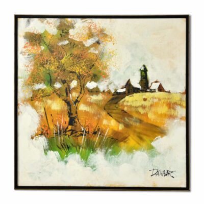 Rural country home Mid-Century Modern painting